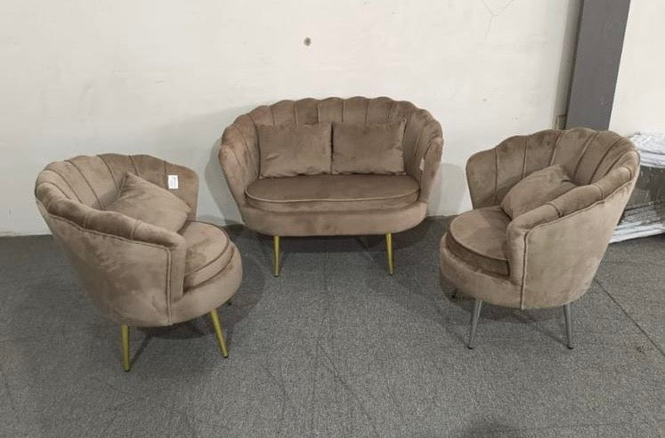 Set conchiglia tortora due poltrone con un divano + cuscini in regalo