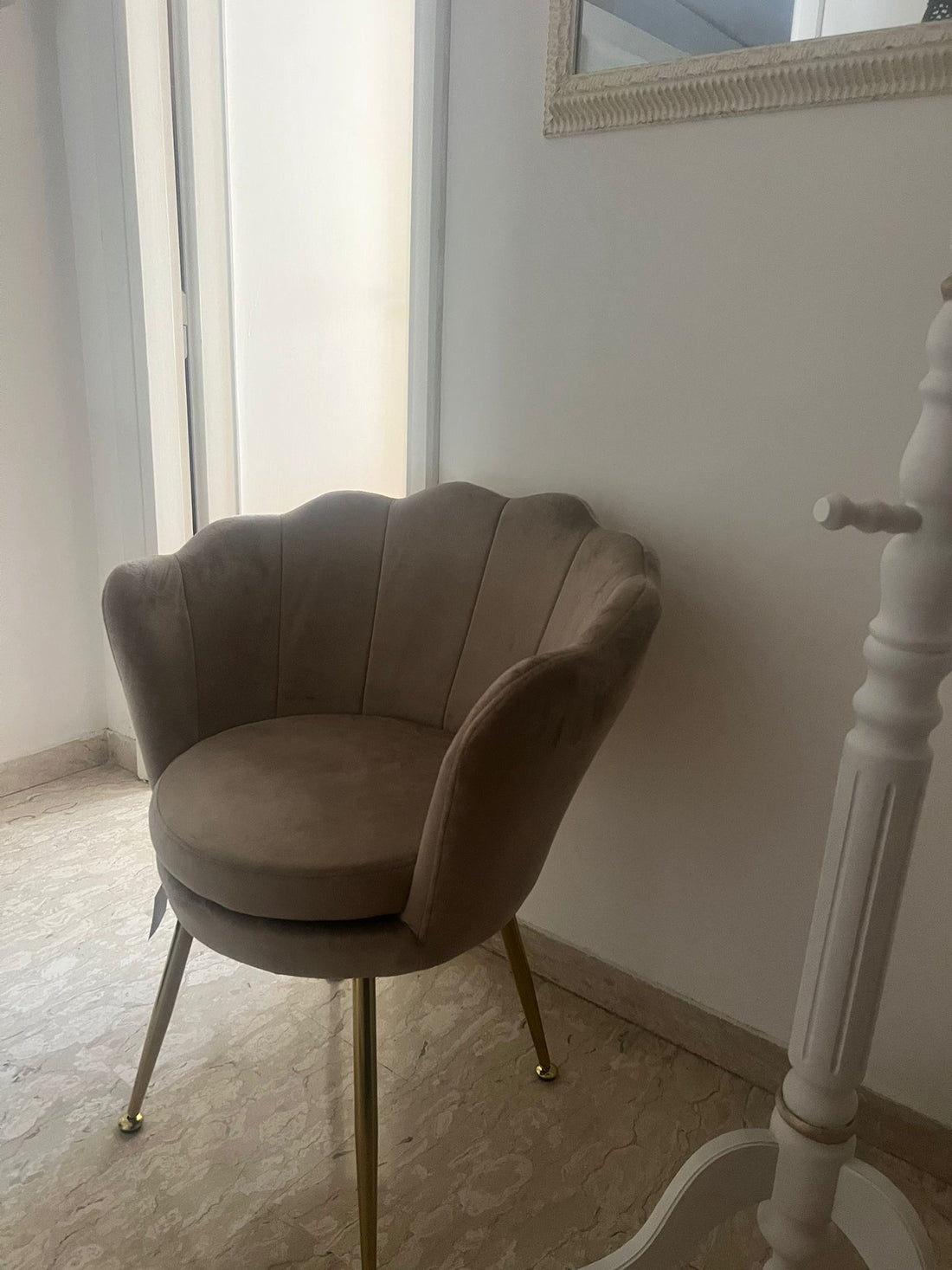 Poltrona in velluto a conchiglia set 2 pezzi brown