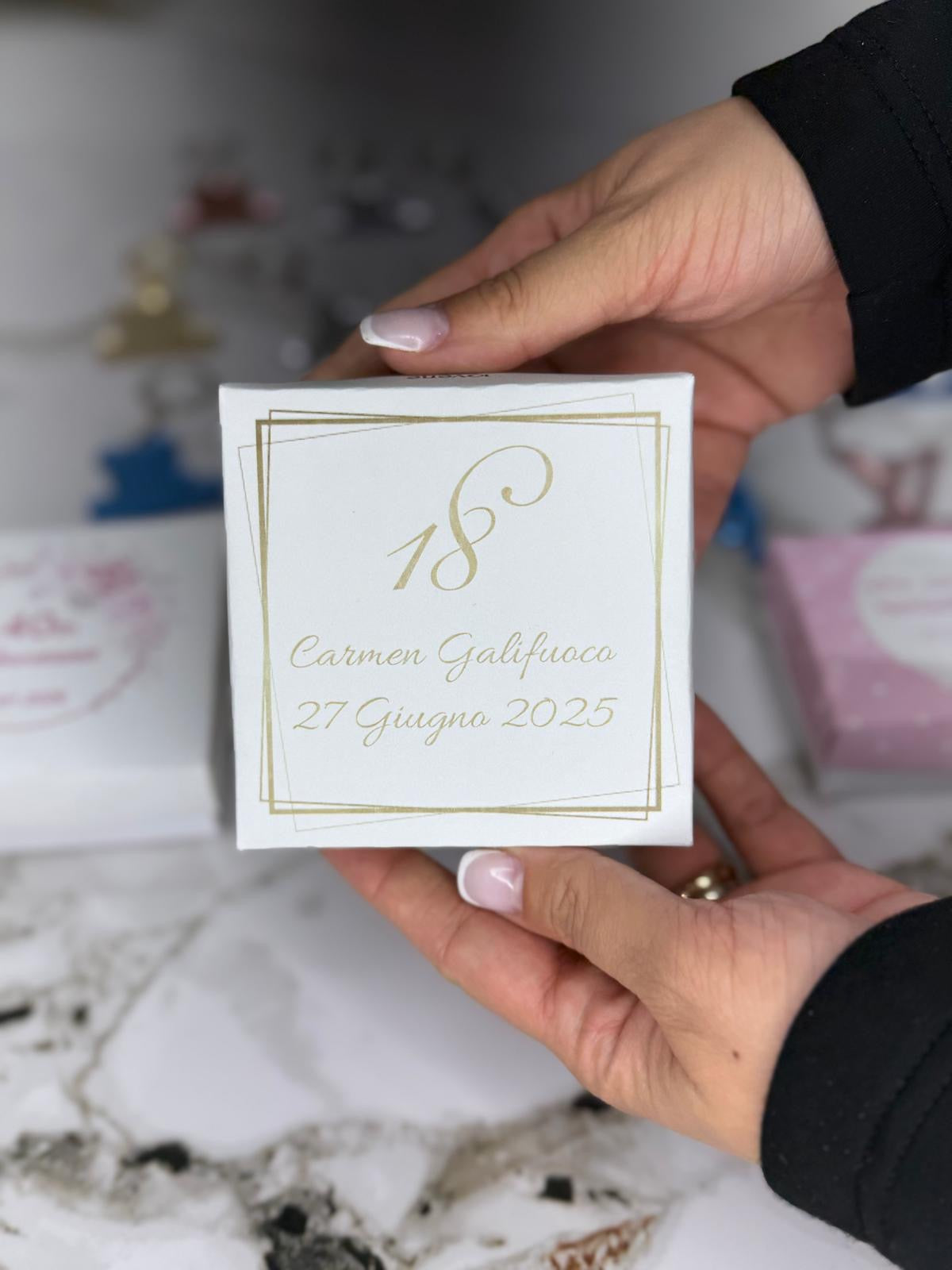 Confezione bomboniere con portachiavi