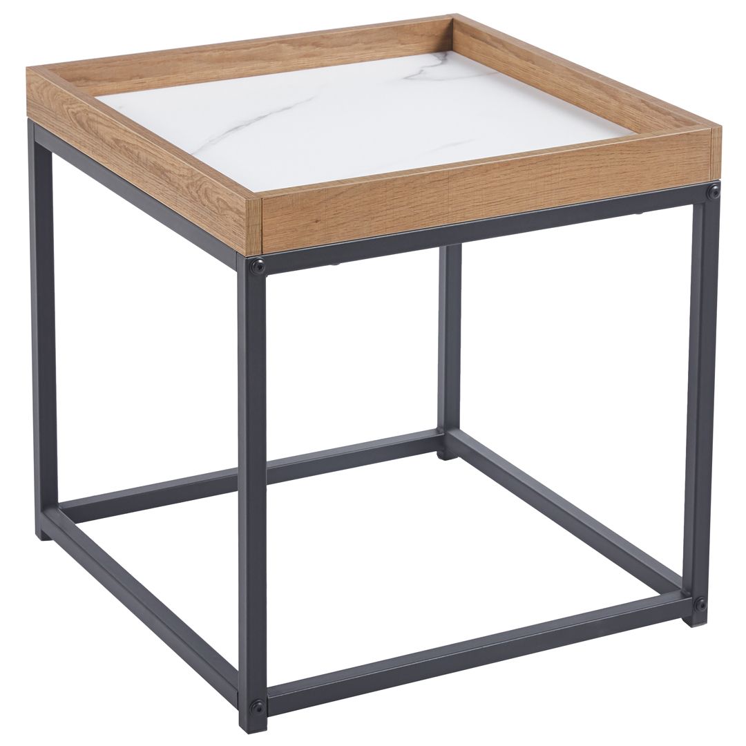 Ray tavolino top naturale e bianco marmorizzato 50x50x50