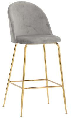 Sgabello in velluto grigio metallo oro