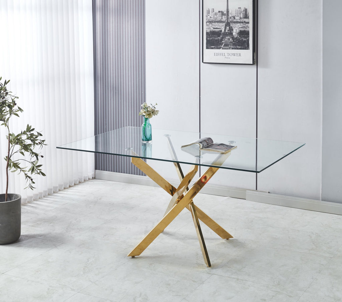 Tavolo con top in vetro rettangolare da 150x90x75cm