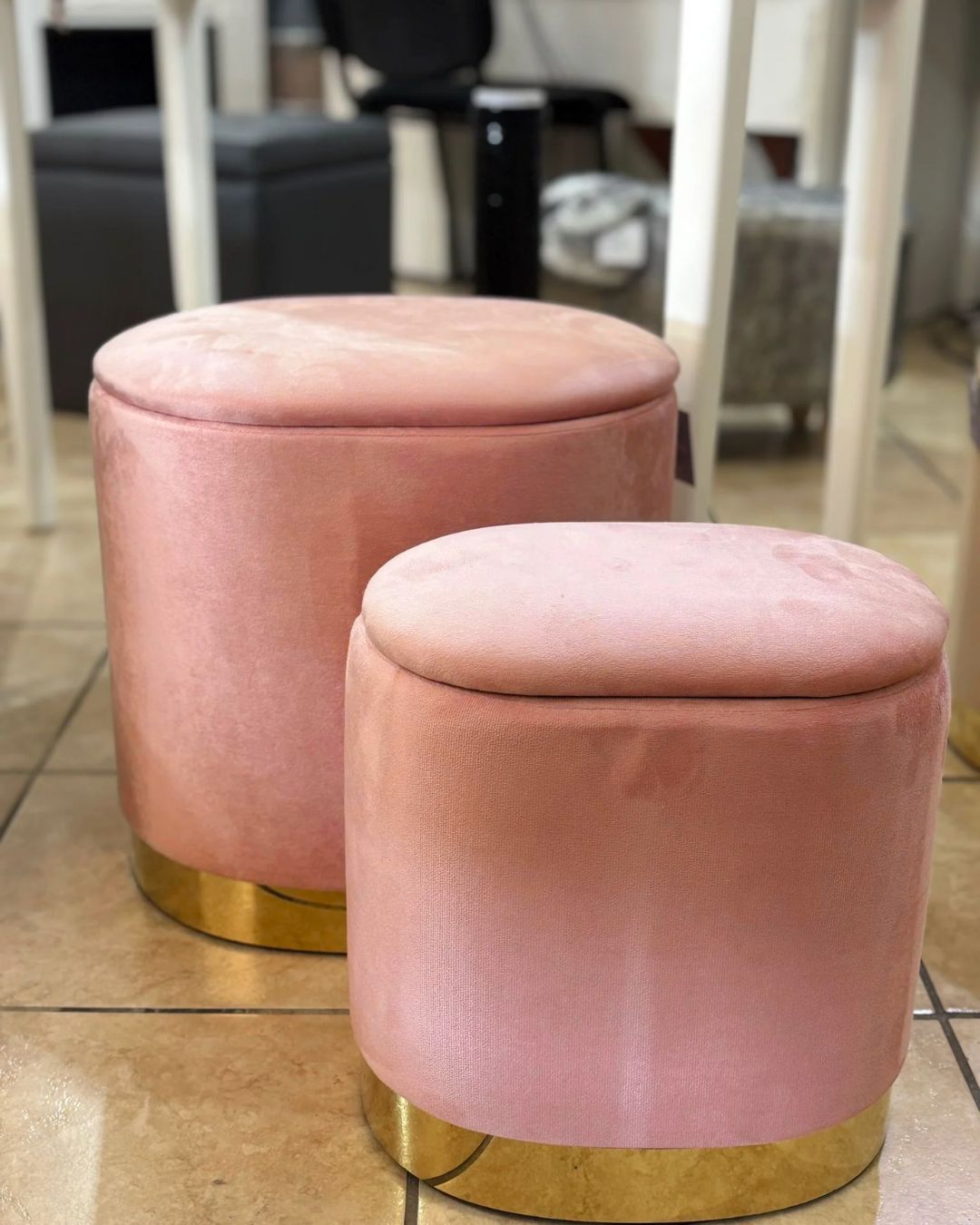Set pouf ovali grande e piccolo ROSA ANTICO