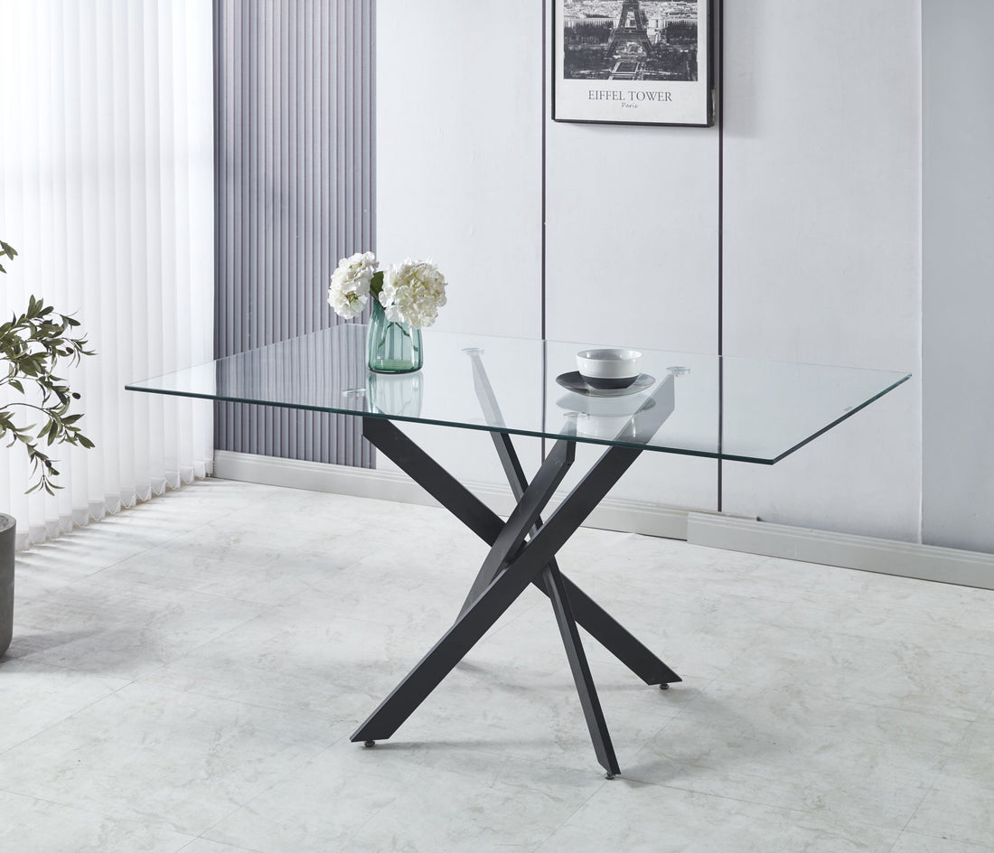 Tavolo con top in vetro rettangolare da 150x90x75cm