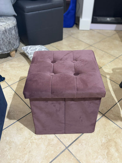 Pouf contenitore in velluto quadrato