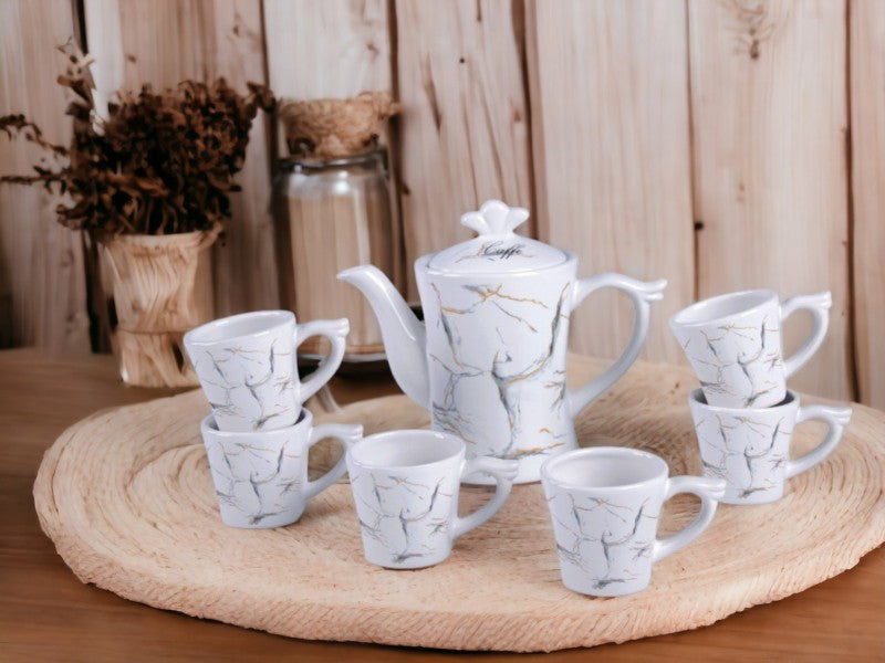 Set caffè 7 pezzi in ceramica linea marble