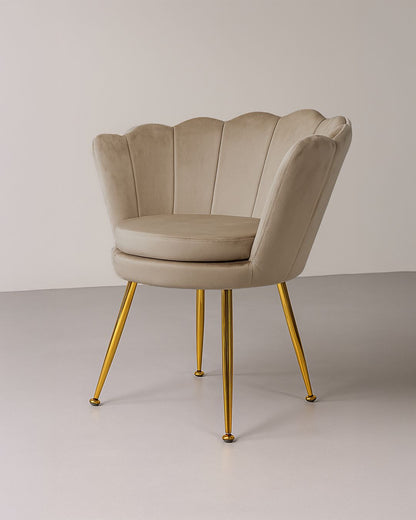 Poltrona in velluto a conchiglia brown