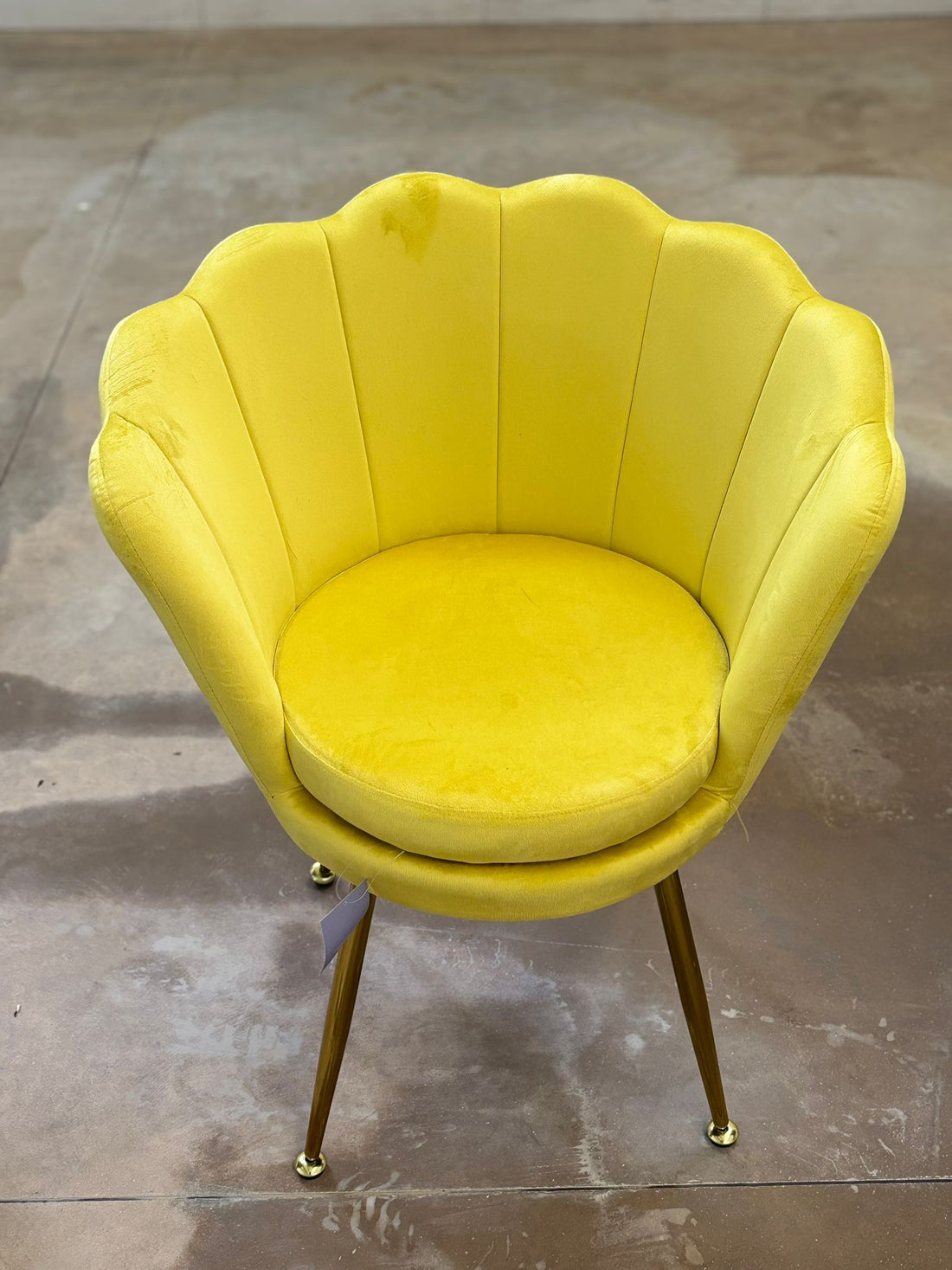 PREORDINE - Poltrona in velluto a conchiglia giallo