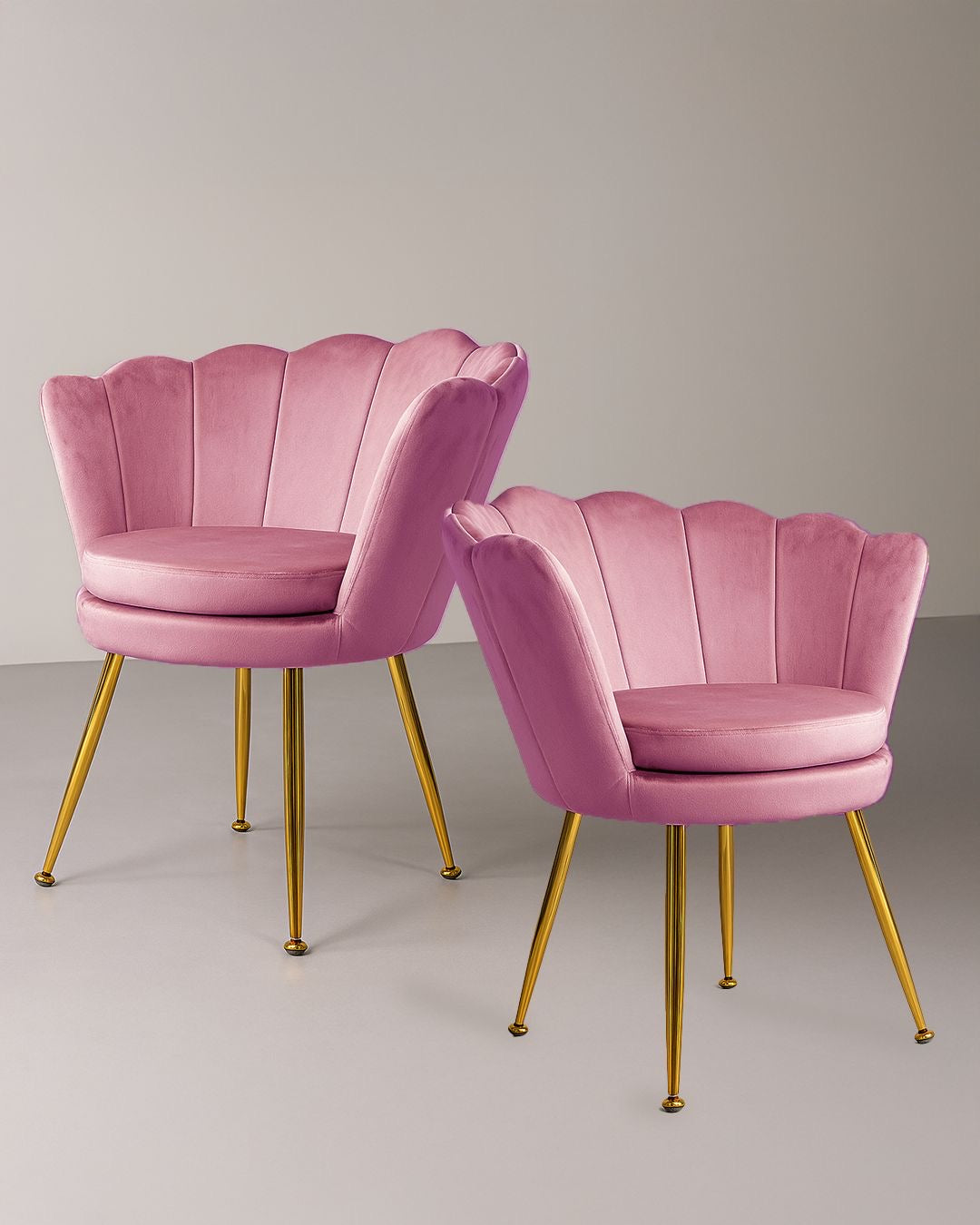PREORDINE - Poltrona in velluto a conchiglia set 2 pezzi rosa chiaro
