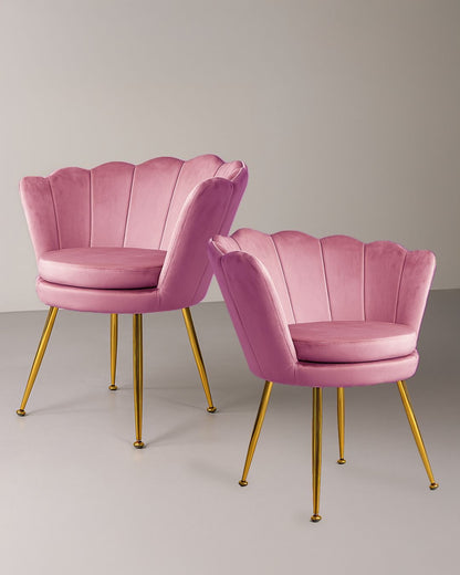 PREORDINE - Poltrona in velluto a conchiglia set 2 pezzi rosa chiaro