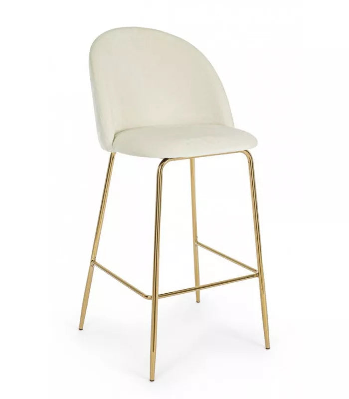 Sgabello in velluto panna metallo oro