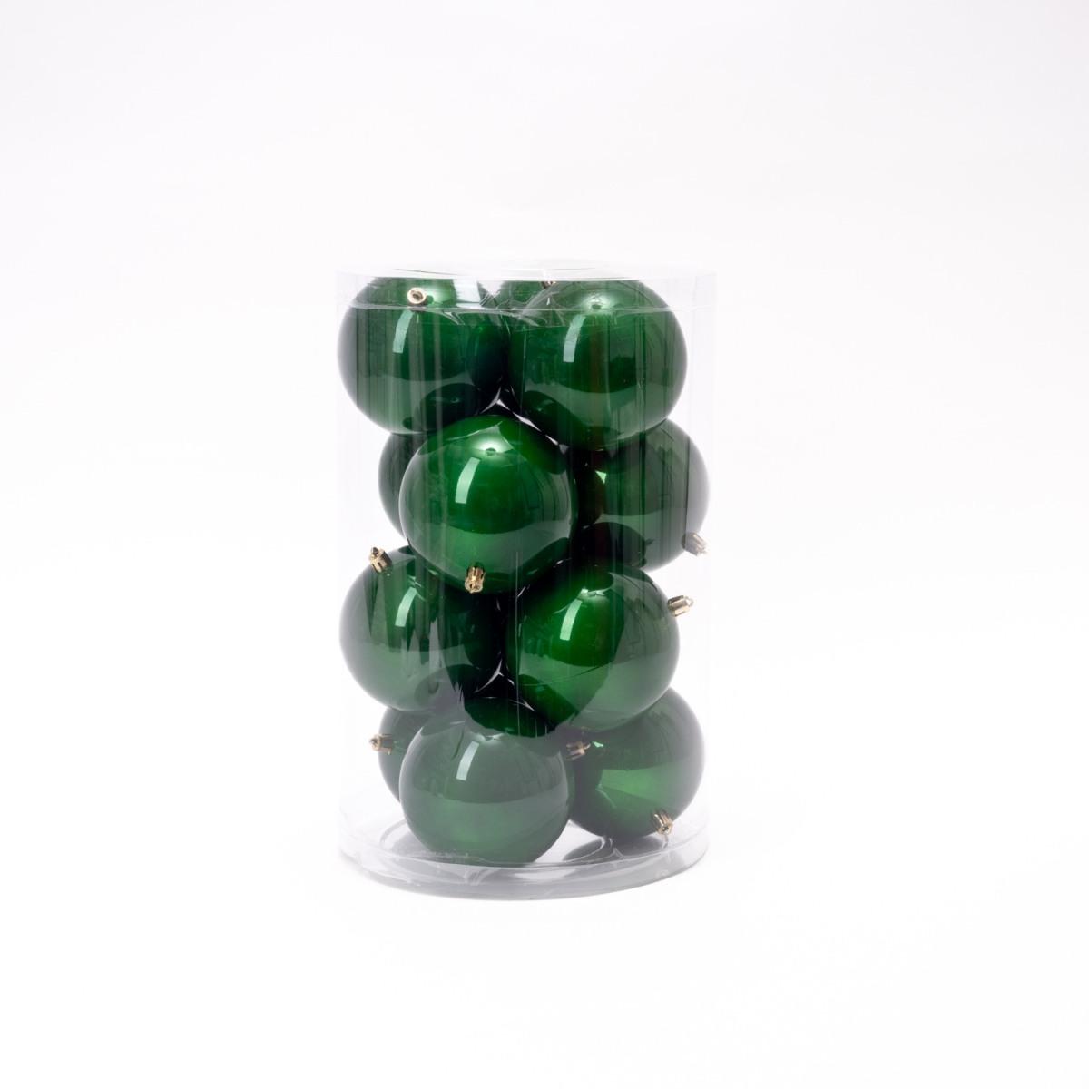 Box 16 sfere diametro 8 cm verde in vetro