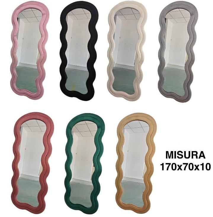 PREORDINE - Specchio da pavimento con cornice in velluto 70x170 cm