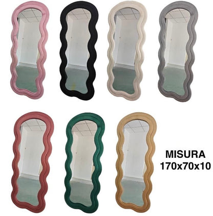 PREORDINE - Specchio da pavimento con cornice in velluto 70x170 cm