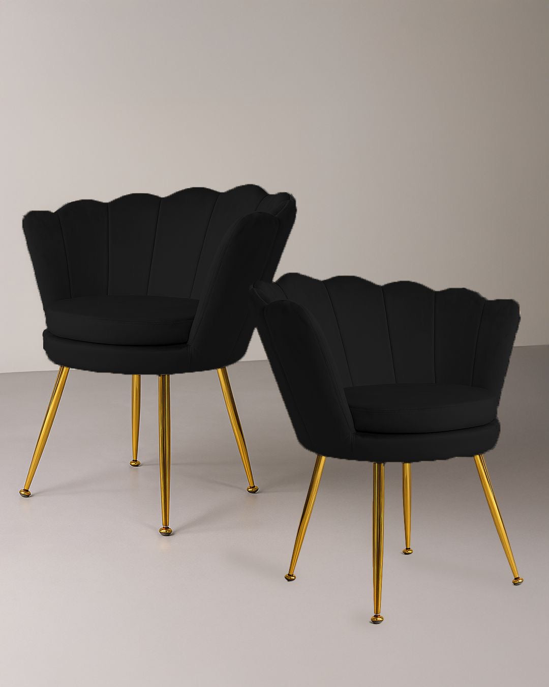 Poltrona in velluto a conchiglia set 2 pezzi nera