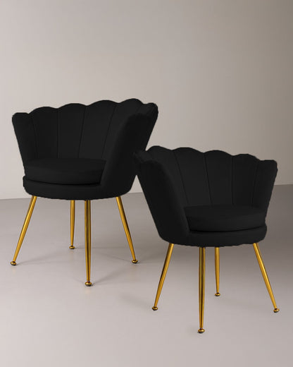 Poltrona in velluto a conchiglia set 2 pezzi nera