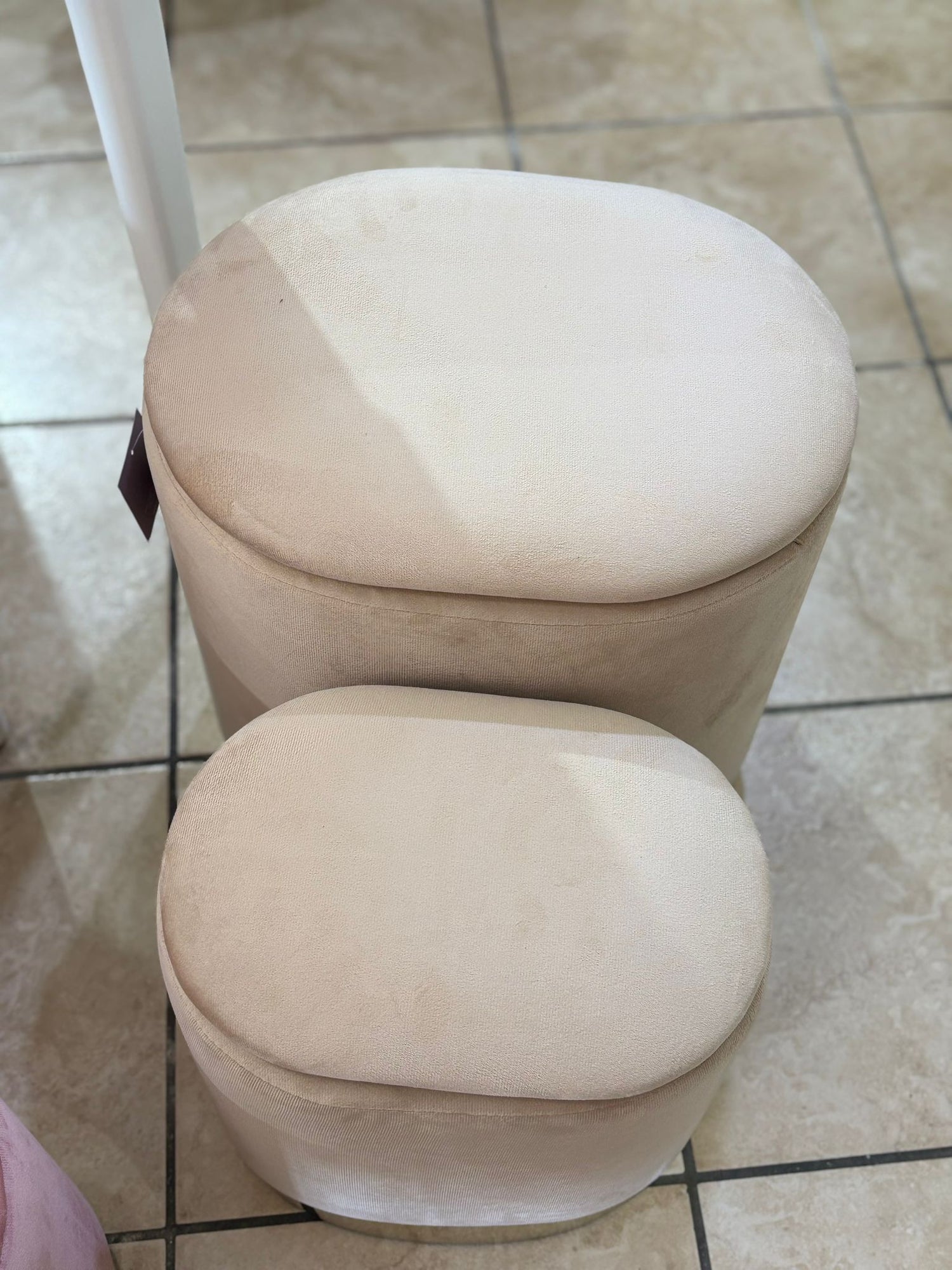 Set pouf ovali grande e piccolo BEIGE