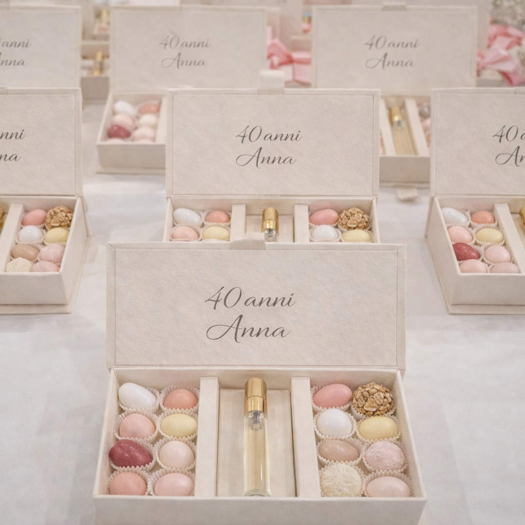 Bomboniera box con confetti e profumo personalizzabile