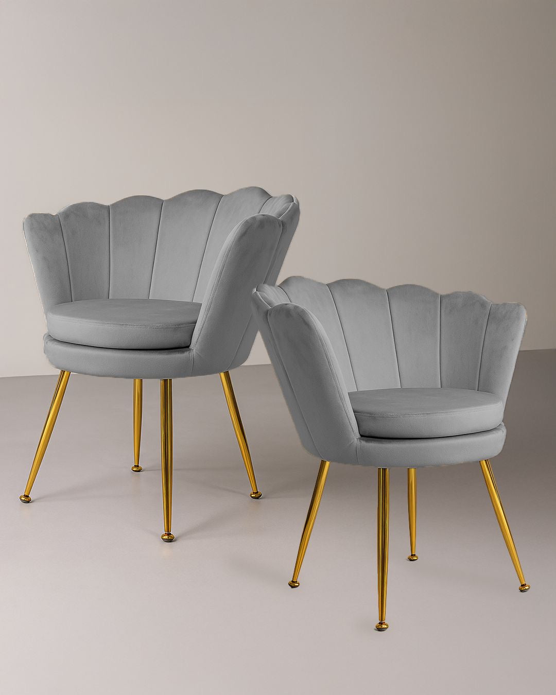 PREORDINE - Poltrone in velluto a conchiglia set 2 pezzi Grigio