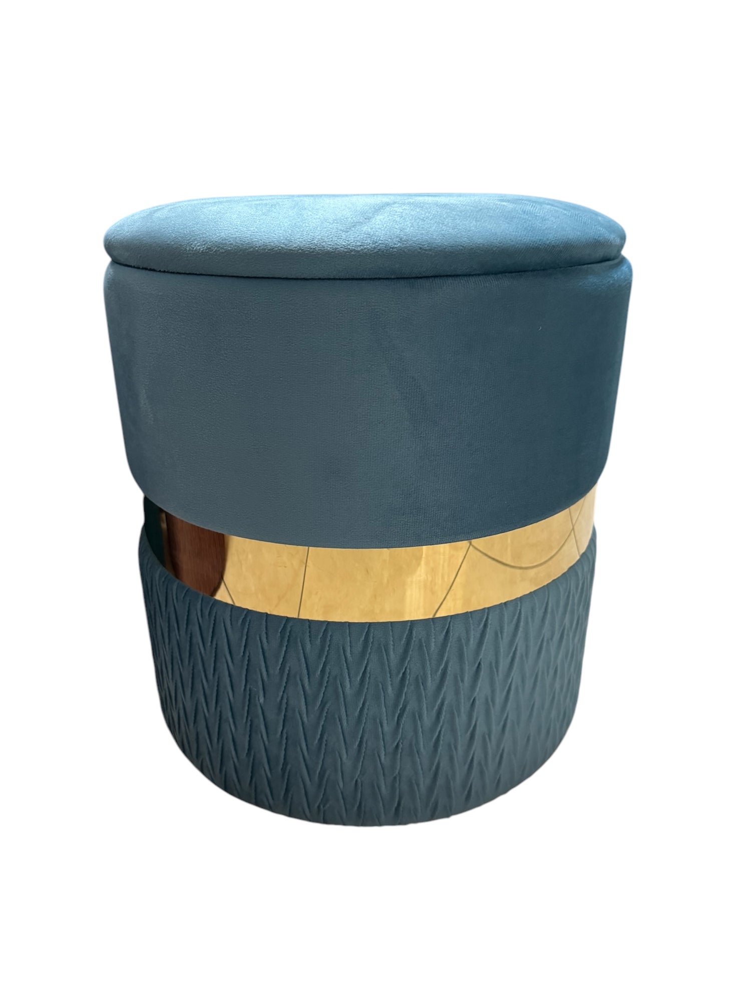 Pouf contenitore grande da 40cm in velluto celeste