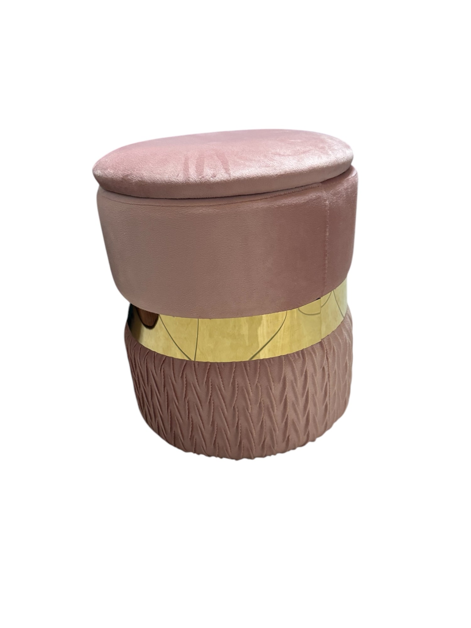 Pouf contenitore piccolo da 32cm in velluto rosa chiaro