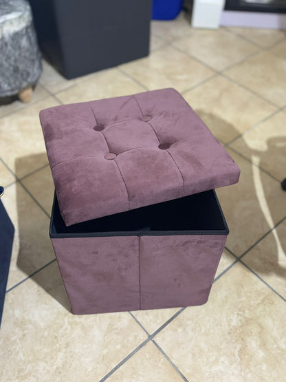 Pouf contenitore in velluto quadrato