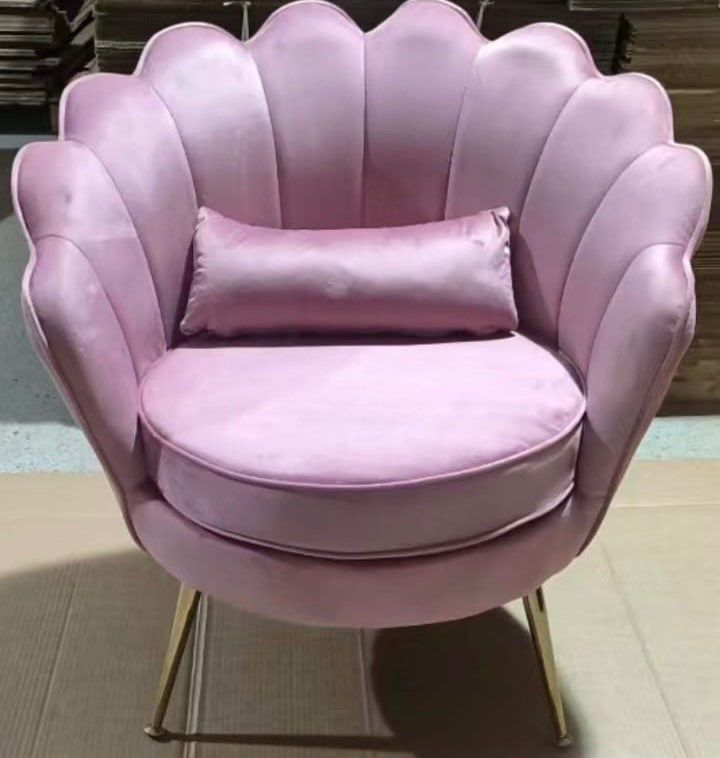 Poltrona in velluto rosa scuro con cuscino 72x65x76h cm
