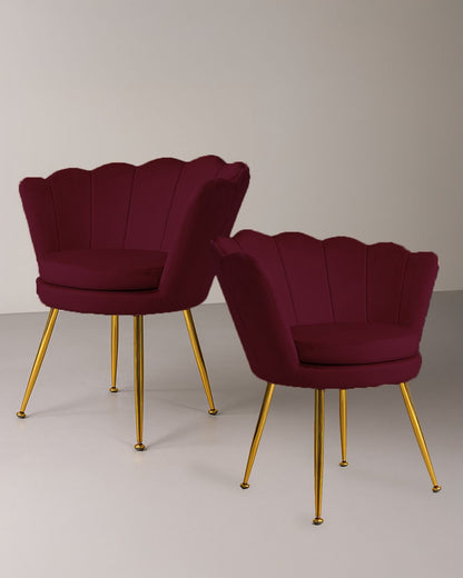 PREORDINE-Poltrona in velluto a conchiglia set 2 pezzi bordeaux