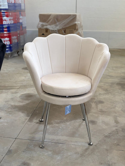 PREORDINE - Poltrona in velluto a conchiglia set 2 pezzi panna