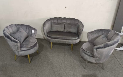 Set conchiglia grigio due poltrone con un divano + cuscini in regalo