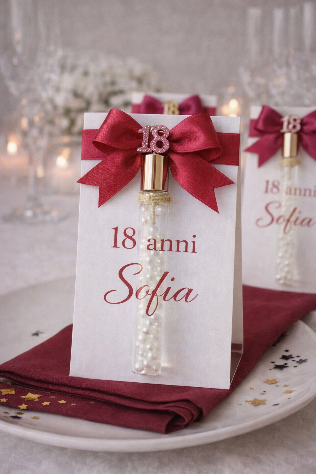 Bomboniera o segnaposto profumo su card personalizzata