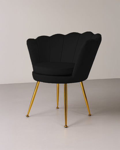 Poltrona in velluto a conchiglia nera
