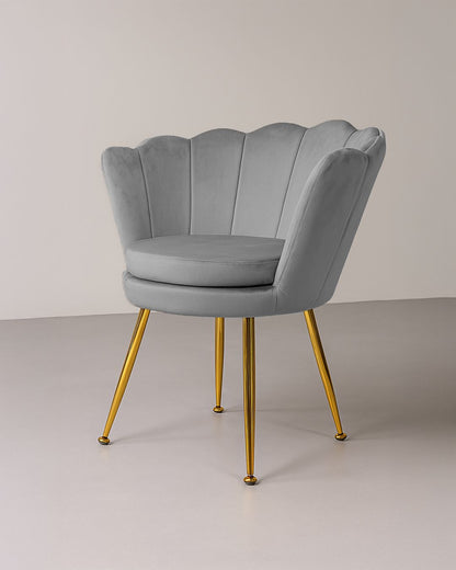 Poltrona in velluto a conchiglia grigia