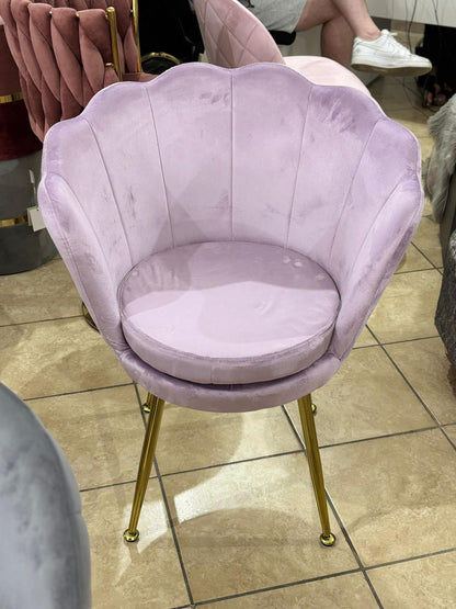Poltrona in velluto a conchiglia set 2 pezzi lilla