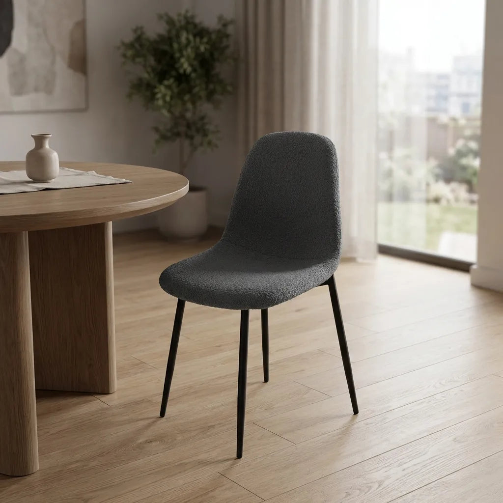 Sedia bouclè grigio chiaro-Villa 54x45xh87 cm