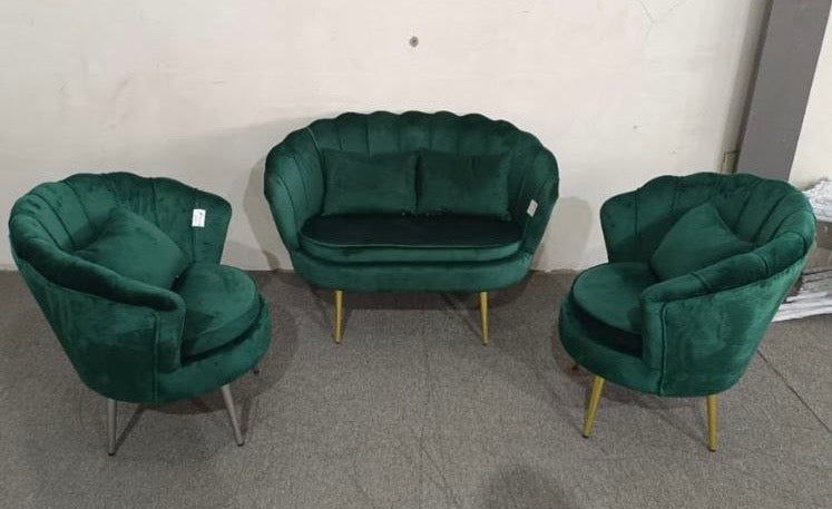 Set conchiglia verde due poltrone con un divano + cuscini in regalo