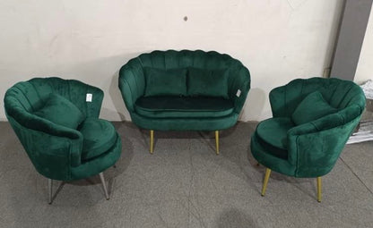 Set conchiglia verde due poltrone con un divano + cuscini in regalo