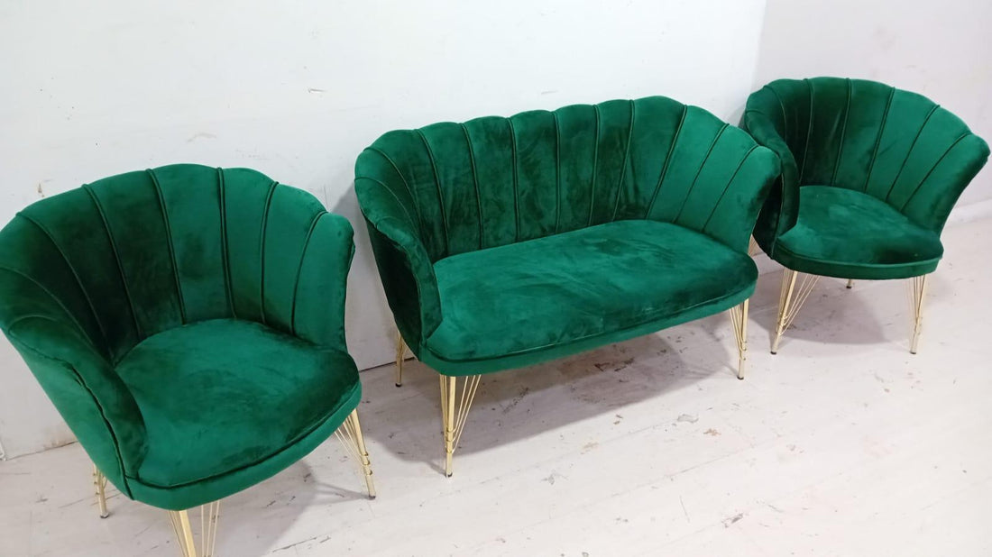 Poltrona Petalo in velluto verde 70x70x82H