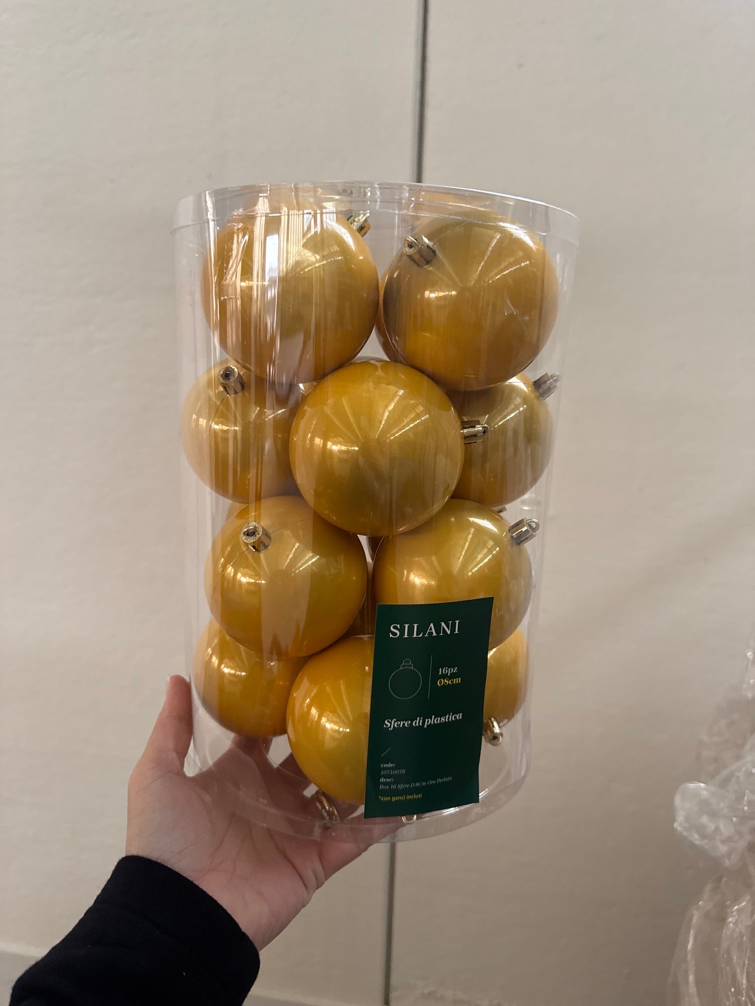 Box 16 sfere oro perlato plastica