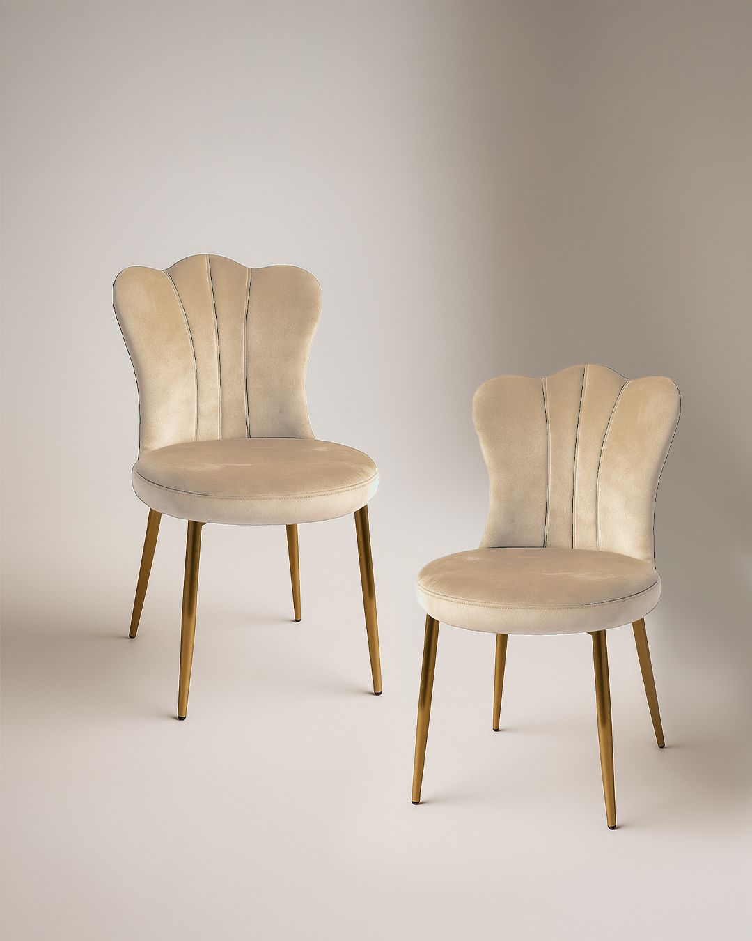 Set due sedie modello conchiglia 45x56x85 cm colore beige