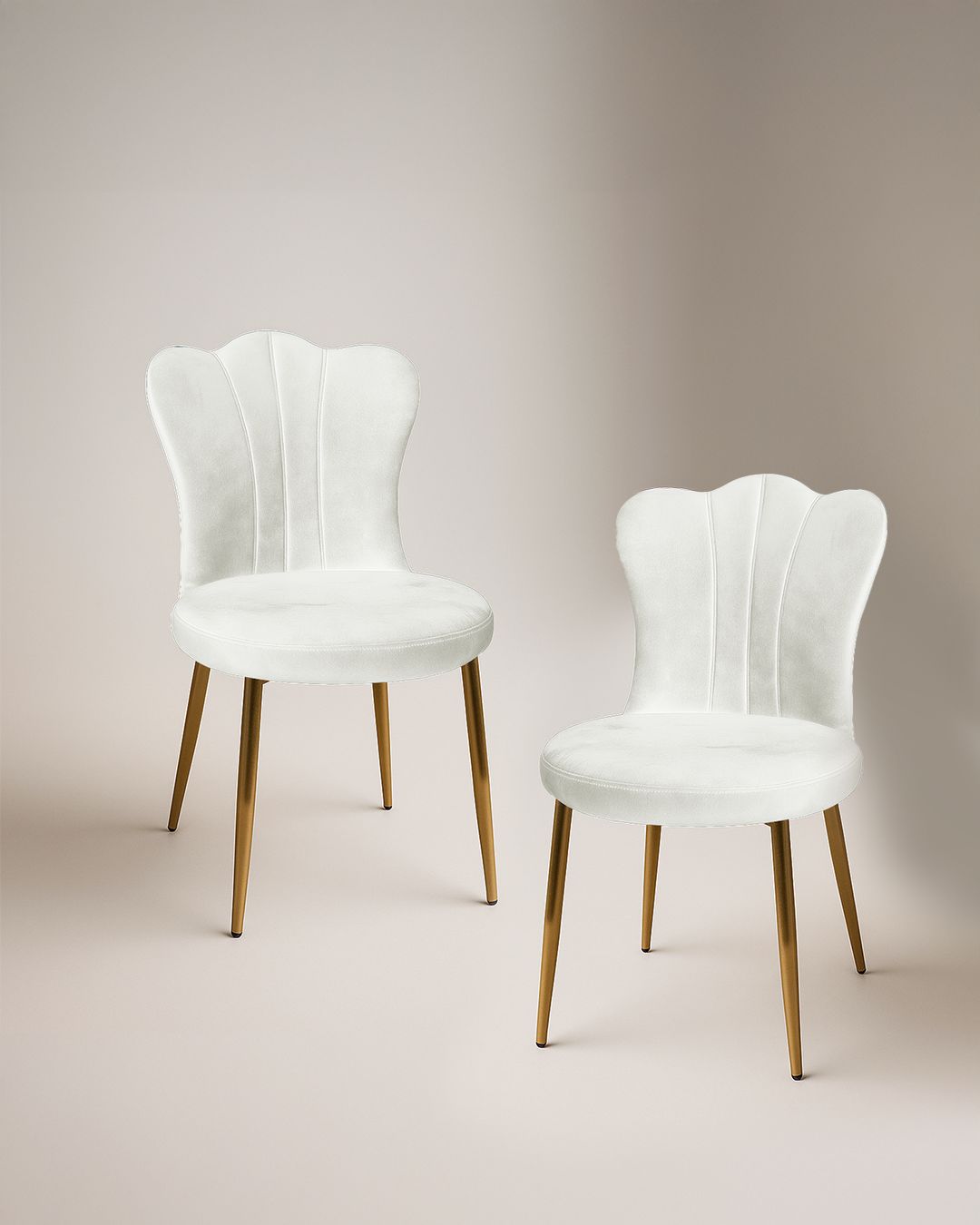 Set due sedie modello conchiglia 45x56x85 cm colore panna