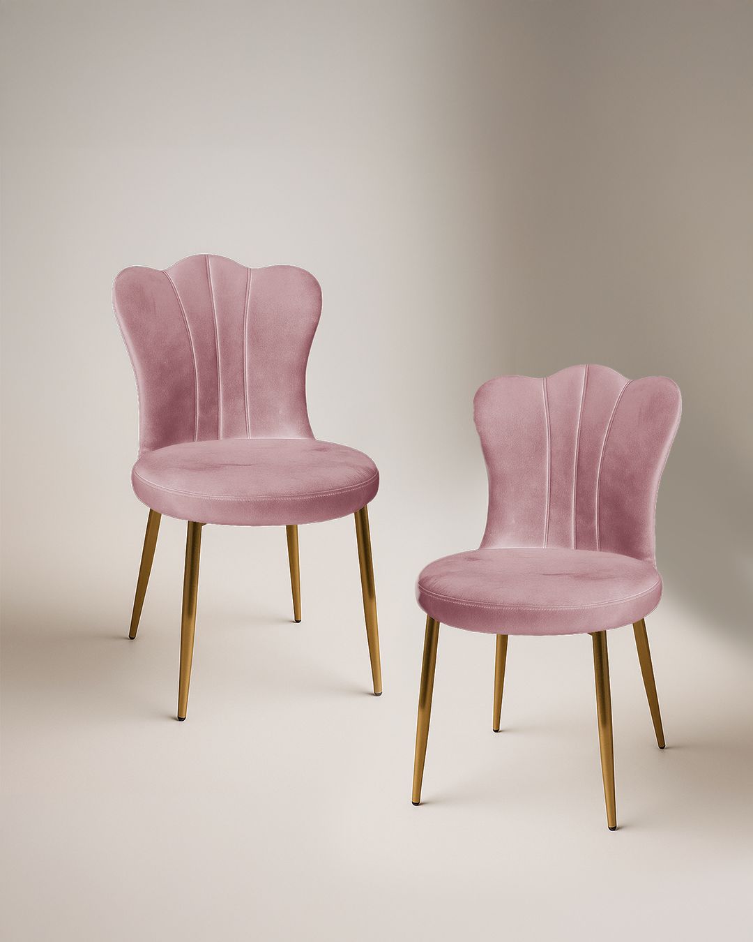Set due sedie modello conchiglia 45x56x85 cm colore rosa