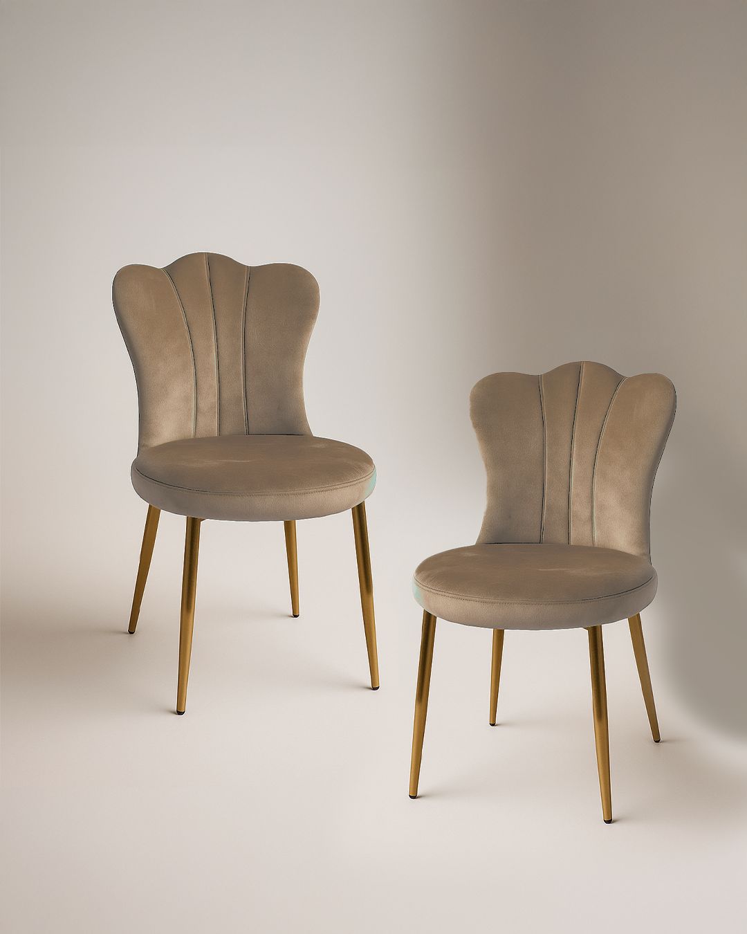 Set due sedie modello conchiglia 45x56x85 cm colore tortora