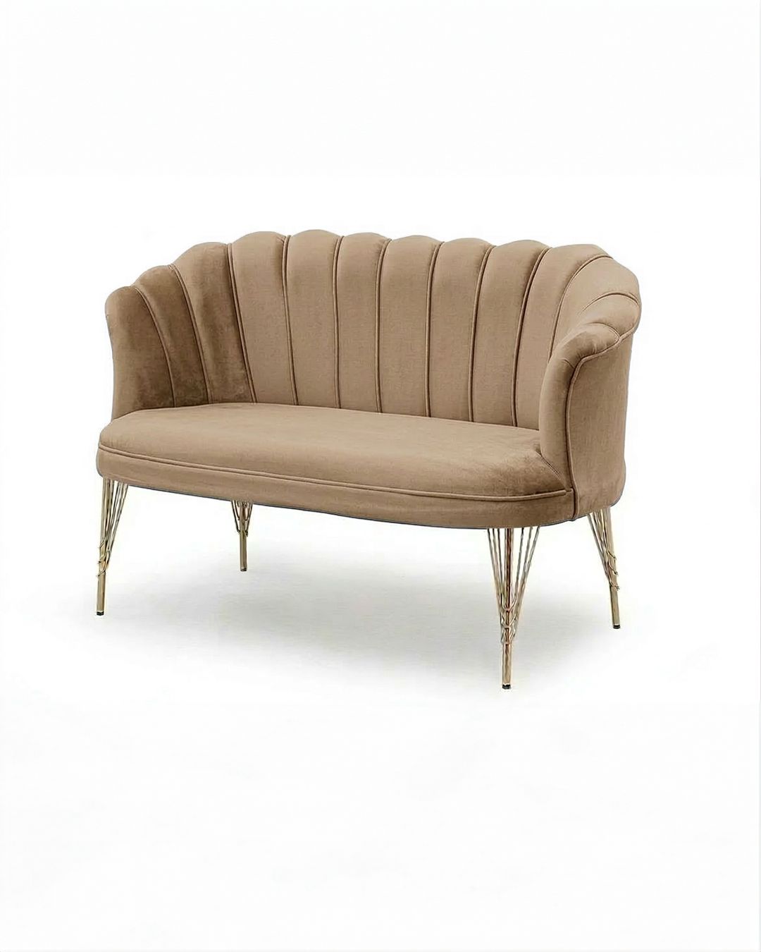 Divano petalo in velluto tortora 60P x 130l x 83H cm