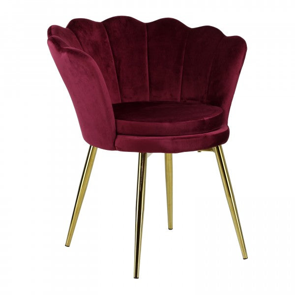 Poltrona in velluto a conchiglia set 2 pezzi bordeaux