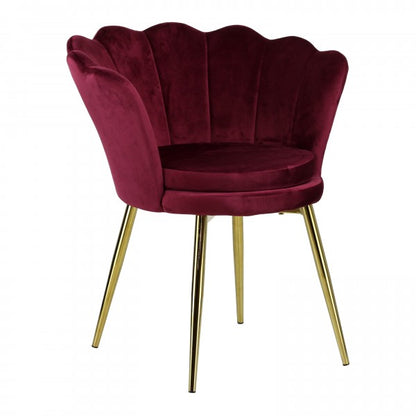 Poltrona in velluto a conchiglia set 2 pezzi bordeaux