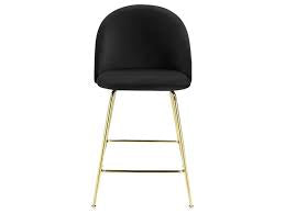 Sgabello in velluto nero metallo oro