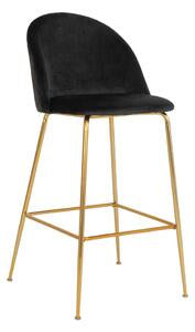 Sgabello in velluto nero metallo oro