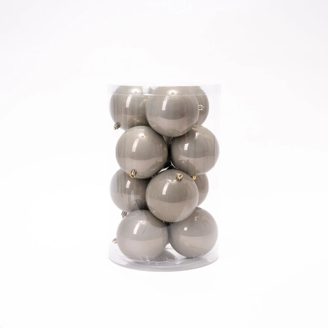 Box 16 sfere diametro 8 cm grigio metalizzato in vetro