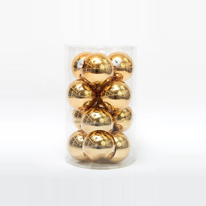 Box 16 sfere diametro 8 cm oro metalizzato in vetro